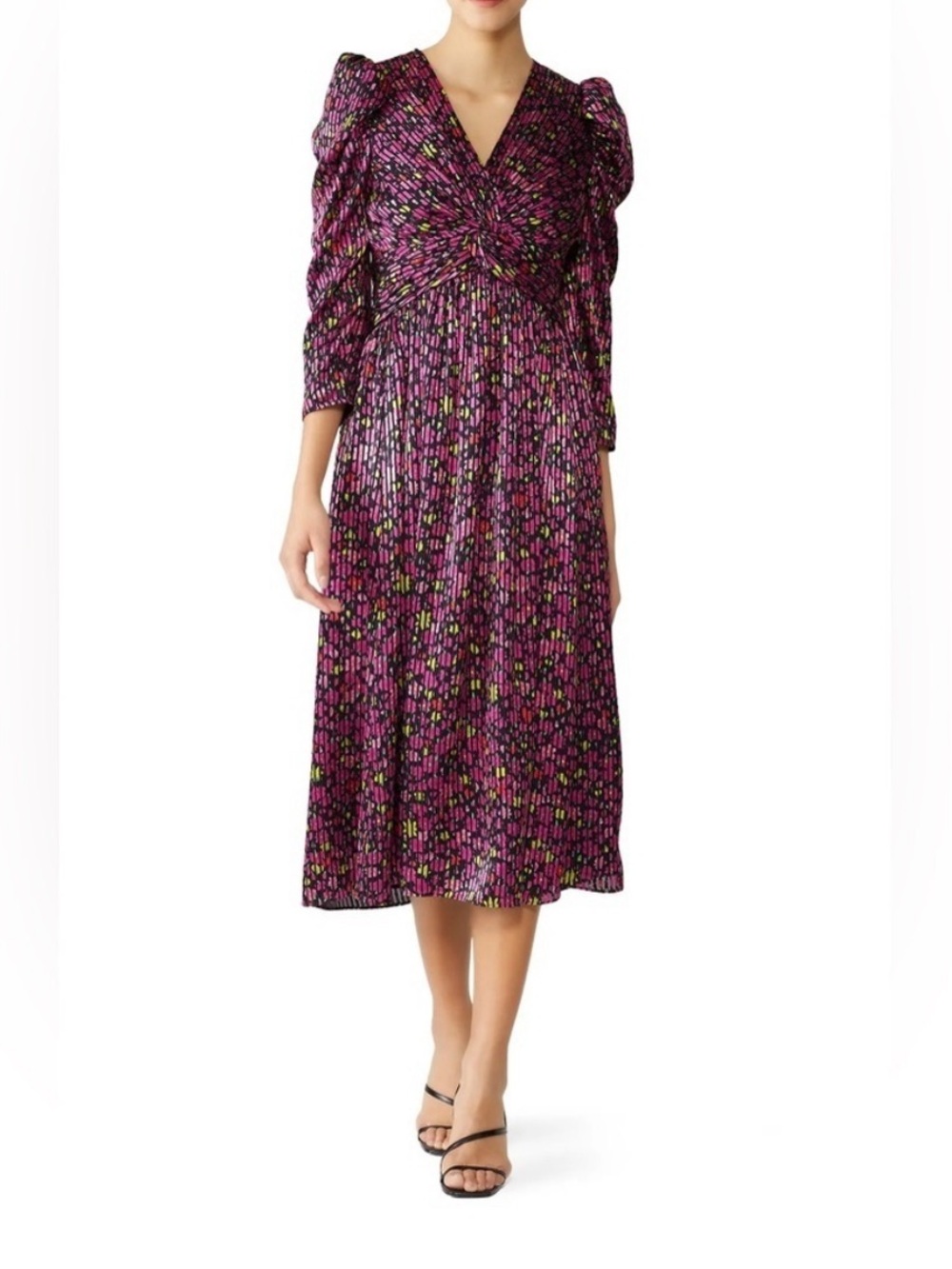 Kate Spade Marker Floral Devore Midi Dress - size 16